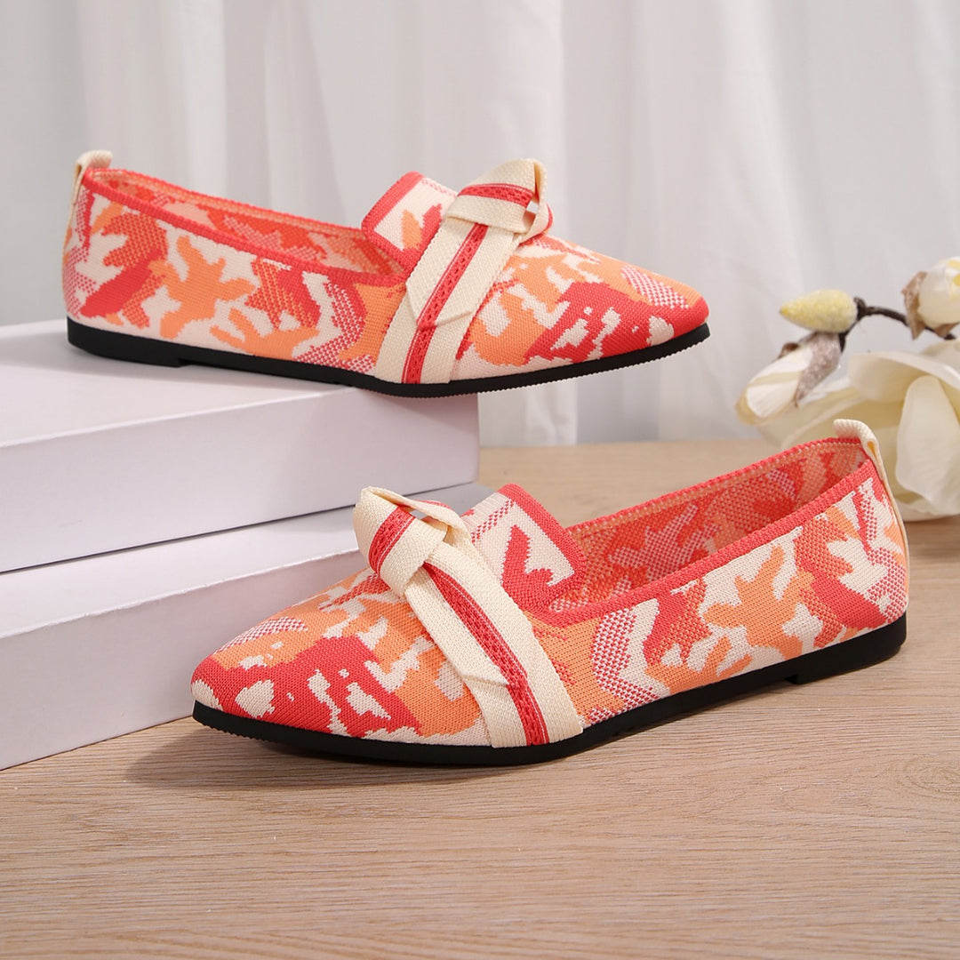 Damen Ballerinas mit elegantem, floralem Muster und modischer Knotenapplikation R&B