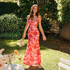 Damen Maxikleid mit Cut-Out und floralem Design R&B