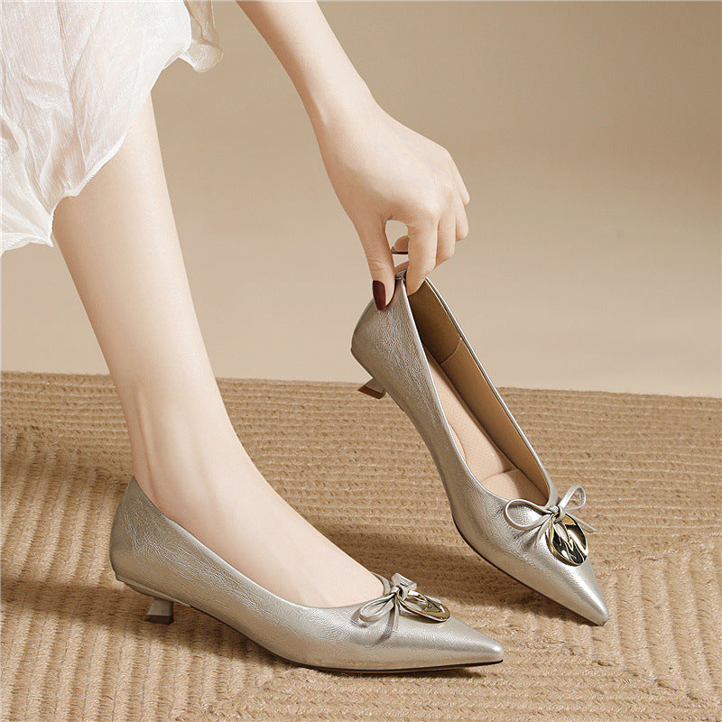 Damen elegante spitze Ballerinas mit Zierschnalle R&B