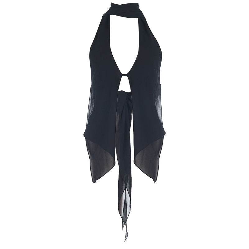 Damen schickes transparentes Oberteil mit verstellbarem Halter R&B