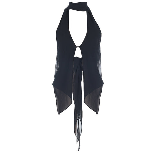 Damen schickes transparentes Oberteil mit verstellbarem Halter R&B