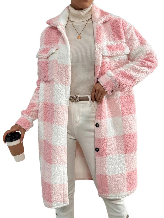 Damen Kuscheljacke aus weichem Plüsch mit kariertem Design R&B