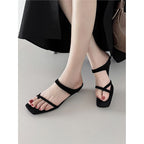 Damen elegante Flachsandalen mit verstellbarem Riemendesign R&B