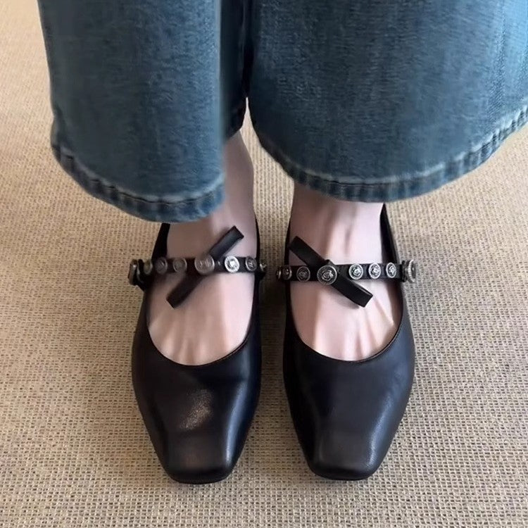 Damen elegante Ballerinas mit modischem Riemendetail und komfortablem Absatz