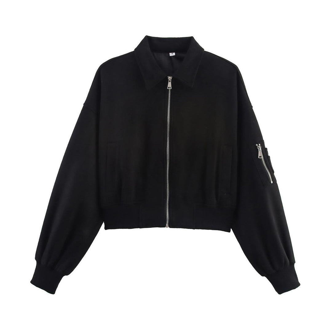 Damen modische Cropped-Jacke mit praktischen Reißverschlusstaschen und eleganter Silhouette R&B