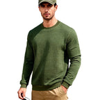 Herren nan strukturiertes Quadrat-Stepppullover mit Rundhals und elastischen Bündchen R&B