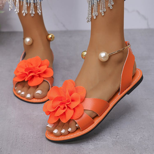 Damen elegante Blumensandalen mit modischen Akzenten R&B