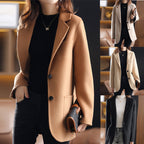 Damen eleganter Wollblazer mit klassischen Revers und strukturiertem Schnitt