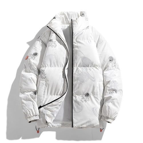 Damen futuristische Steppjacke mit astronautischen Mustern R&B