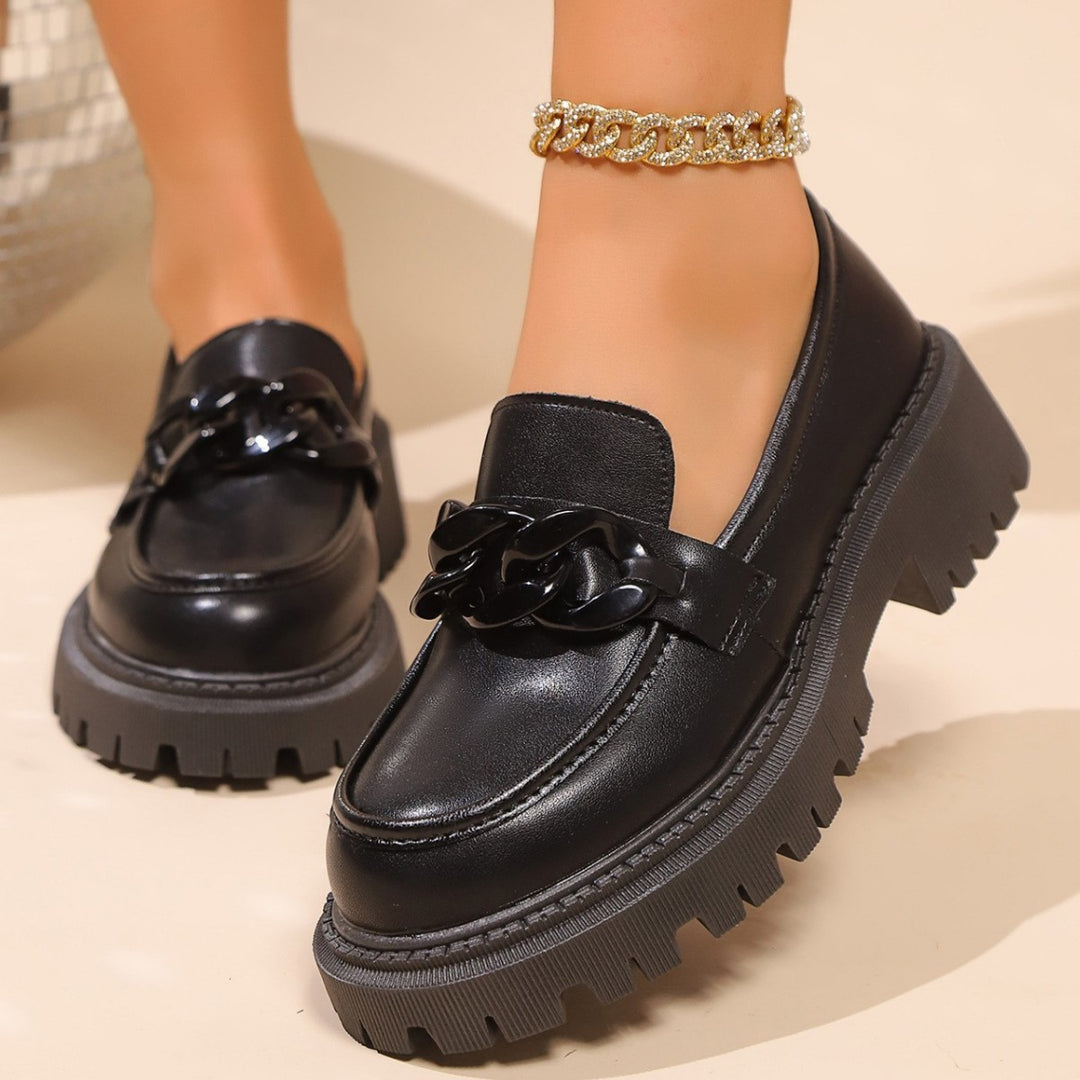 Damen Mokassins mit robustem Plateau und elegantem Riemendesign R&B