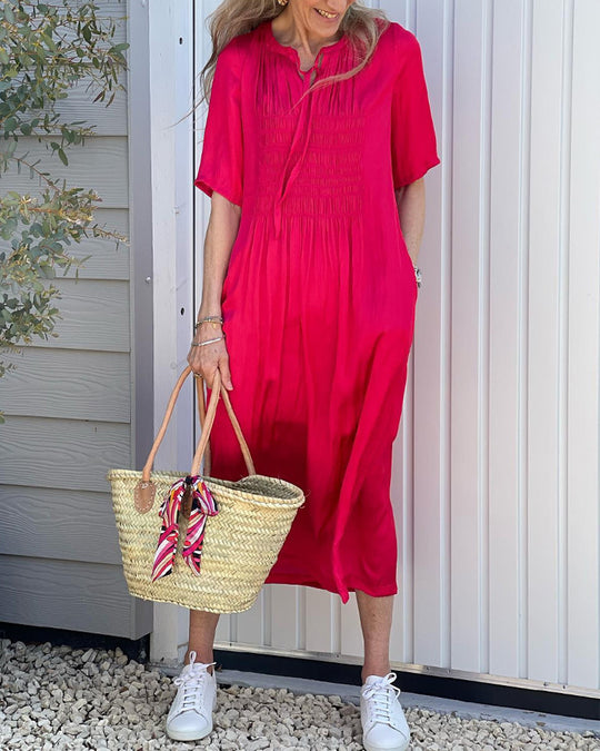 Damen Midi-Kleid mit raffinierter Raffung Heidi-Mode