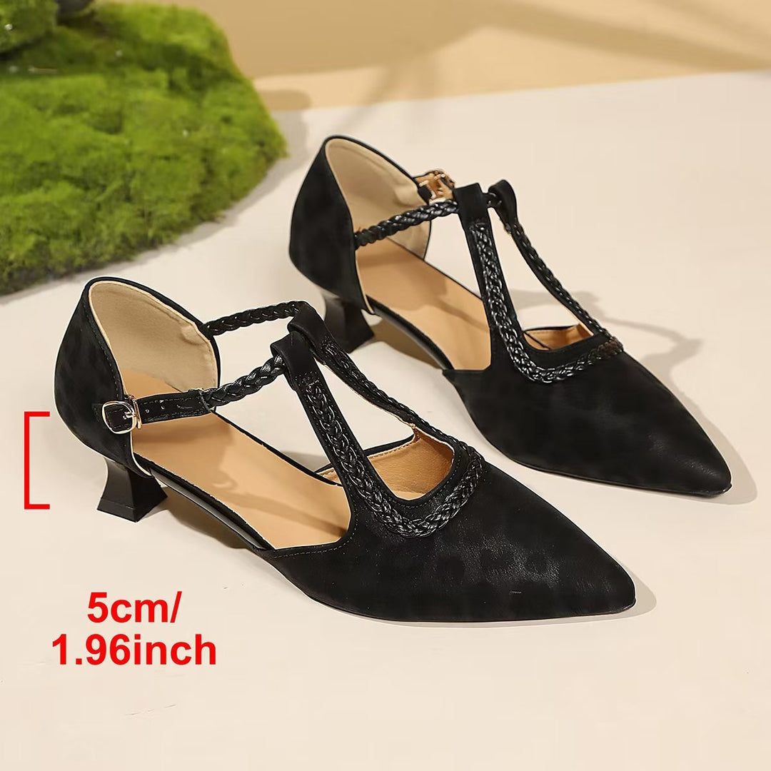 Damen Elegante Slingback Pumps mit geflochtenem Riemen und modischem Blockabsatz R&B
