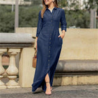 Damen Hemdkleid mit seitlichen Taschen und Knopfverschluss R&B