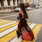 Damen Trägerloses Sommerkleid mit Chiffon-Rüschen R&B