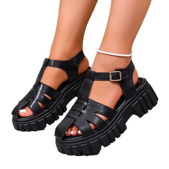Damen Sportliche Plateau-Sandalen mit robustem Riemen-Design R&B