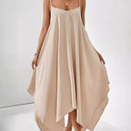 Damen Fließendes Maxikleid mit asymmetrischem Saum R&B