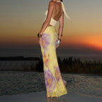 Damen Maxikleid mit floralem Design und verstellbarem Halterträger R&B