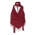 Damen Haltertop mit eleganter Fransenverzierung R&B