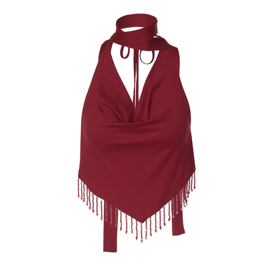 Damen Haltertop mit eleganter Fransenverzierung R&B