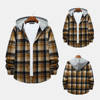 Herren Karierte Hemdjacke mit Kapuze und bequemer Passform