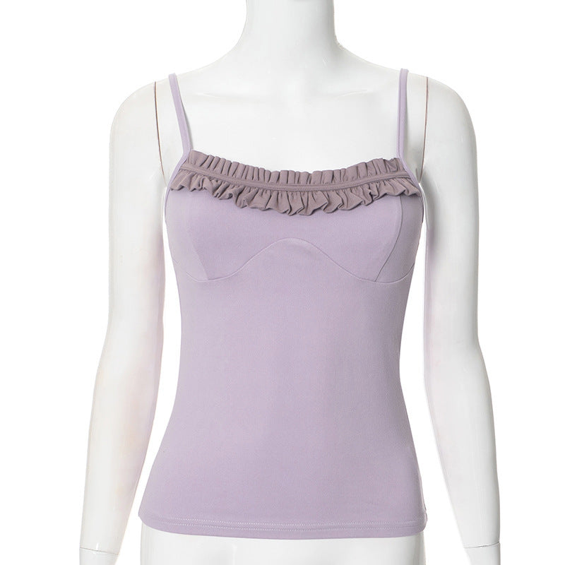 Damen Top mit raffiniertem Rüschensaum und verstellbaren Trägern R&B