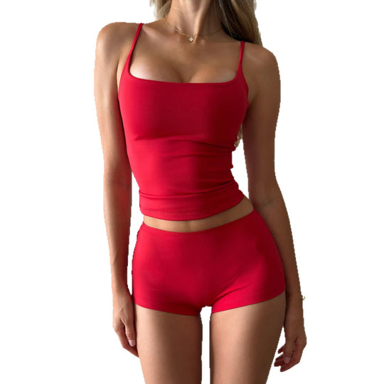 Damen bequemes Tanktop und Shorts-Set R&B
