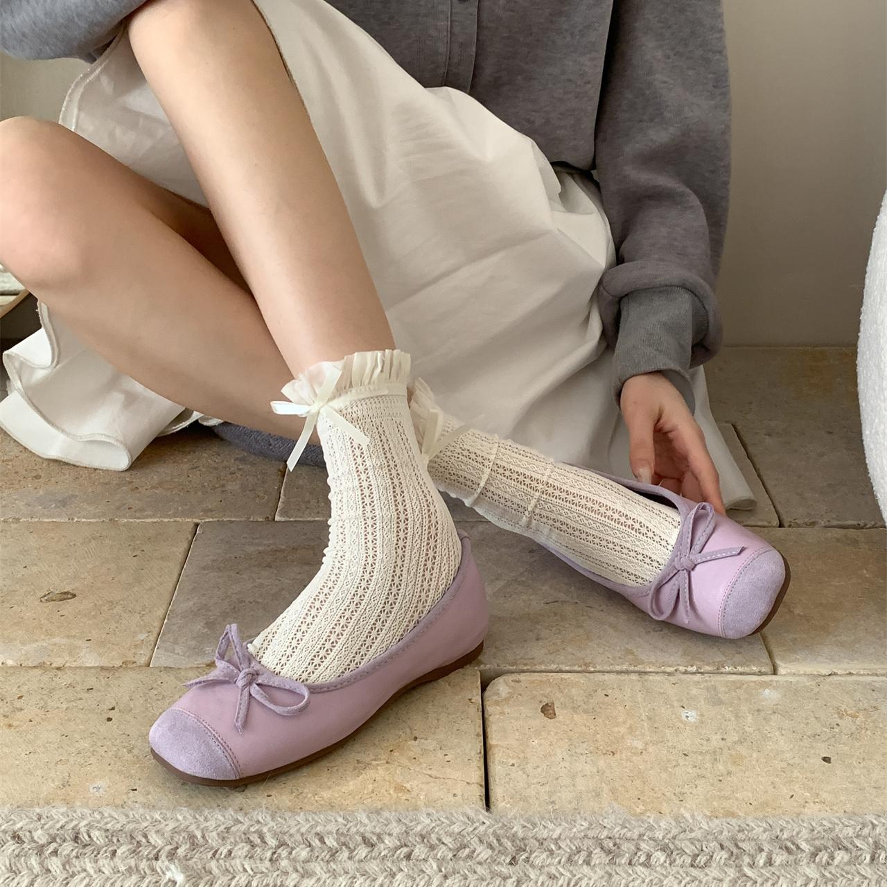 Damen Ballerinas mit schimmerndem Obermaterial und modischem Schleifendesign R&B