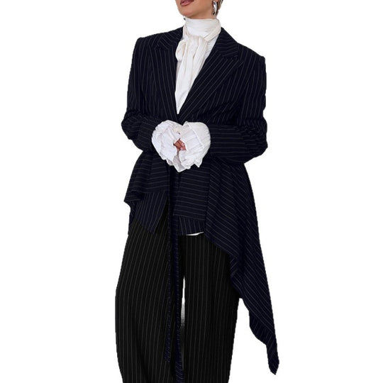 Damen Elegante taillierte Blazerjacke mit asymmetrischem Schnitt und Gürtel R&B