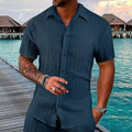 Herren Kurzarm-Hemd mit strukturiertem Design und modernen Knopfdetails R&B