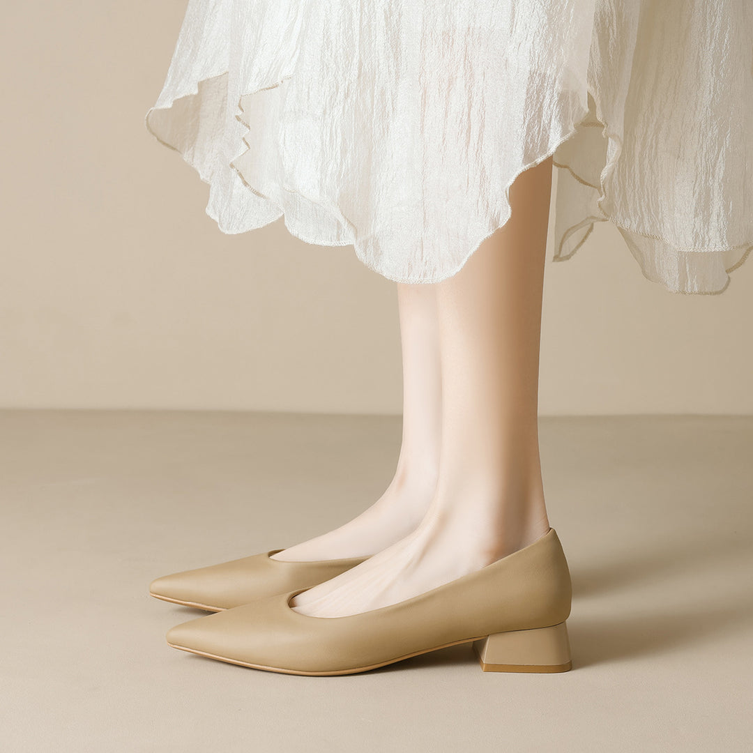 Damen elegante Pumps mit spitzem Zehenbereich und komfortablem Blockabsatz R&B