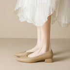 Damen elegante Pumps mit spitzem Zehenbereich und komfortablem Blockabsatz