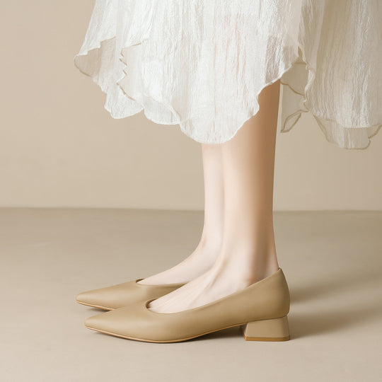 Damen elegante Pumps mit spitzem Zehenbereich und komfortablem Blockabsatz R&B