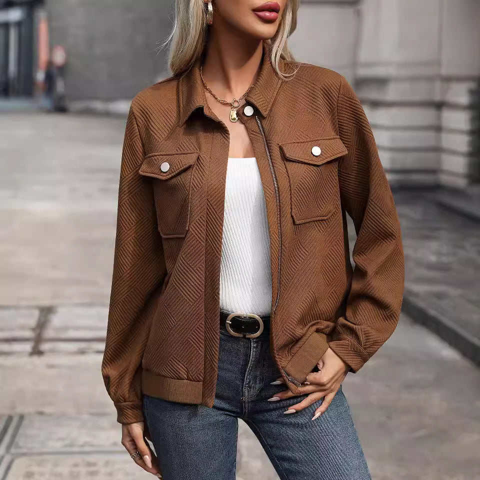 Damen moderner Utility-Jacke mit strukturiertem Obermaterial und praktischen Taschen