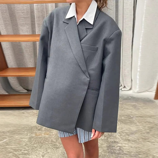 Damen Oversized Blazer mit eleganter Tasche und schickem Revers R&B