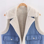 Damen Weste im Vintage-Style aus Denim mit Fleecefutter R&B