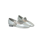 Damen Elegante Ballerinas mit modischem Riemen und funkelndem Schmuckdetail R&B