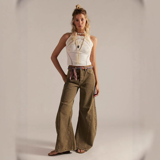 Damen Overdye Jeans mit weitem Schnitt