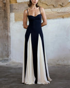 Damen Maxikleid mit doppellagigem Design und elegantem Schlitz