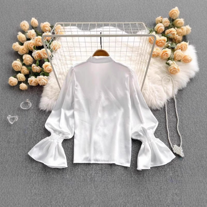 Damen Bluse mit Rüschen und Puffärmeln R&B