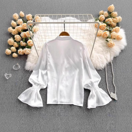 Damen Bluse mit Rüschen und Puffärmeln R&B