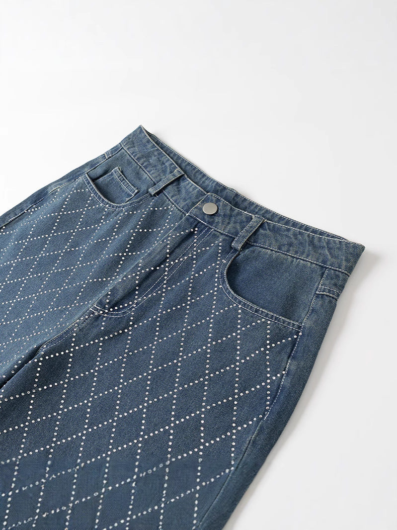 Damen High-Waist Jeans im modernen Karomuster R&B