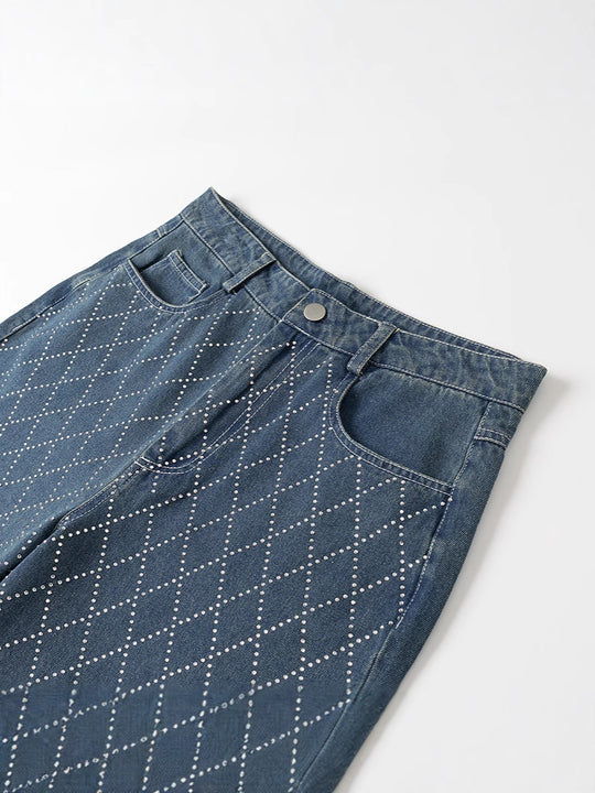 Damen High-Waist Jeans im modernen Karomuster R&B
