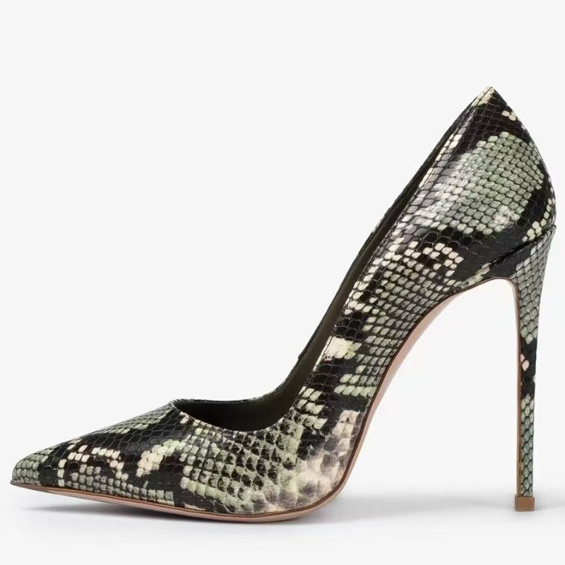 Femme Spitz-Zehen High-Heeled Python-Print Pumps R&B
