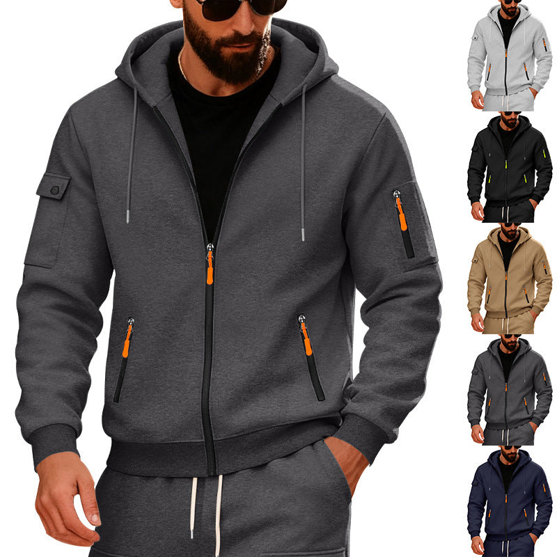 Herren sportlicher Kapuzenpullover mit modischen Schnellverschlüssen und praktischen Taschen R&B
