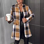 Damen Modischer Karo-Blazer aus weichem Wollmix R&B