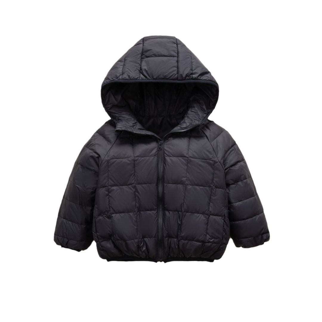 Damen warme Daunenjacke mit Kapuze und quer gestepptem Design R&B