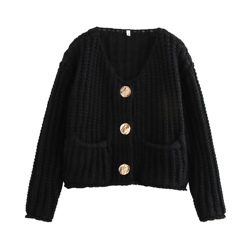 Damen Kuschelige Strickjacke mit großen Knöpfen und aufgesetzten Taschen R&B