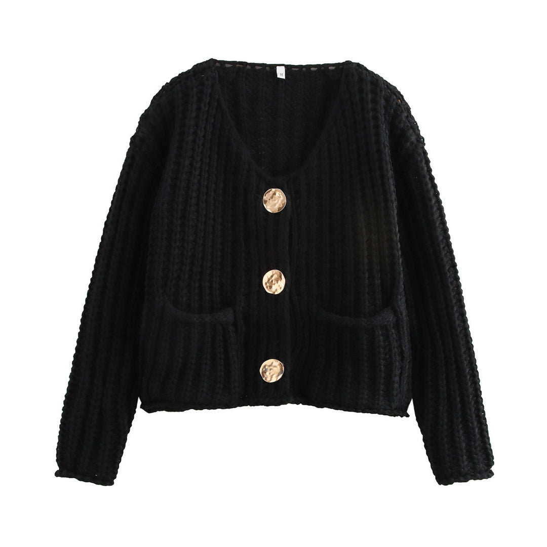Damen Kuschelige Strickjacke mit großen Knöpfen und aufgesetzten Taschen R&B