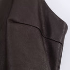 Damen ärmelloses Kunstlederkleid mit voluminösem Rock R&B