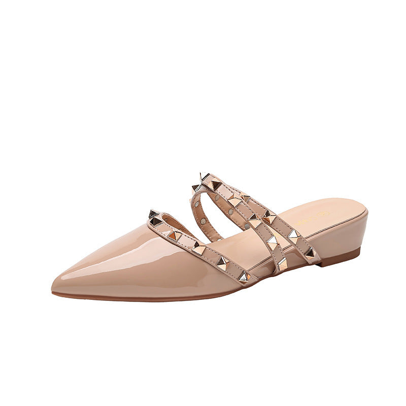 Damen elegante Slingback-Pantoletten mit modischen Nieten R&B